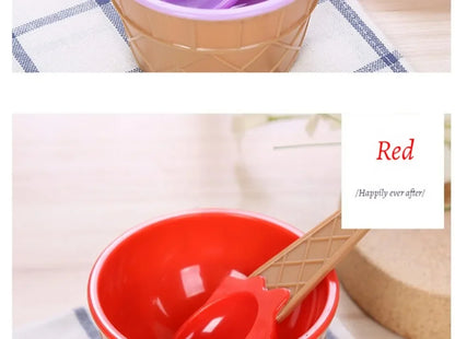 Ice Cream Cups and Ice Cream Scoop Set Summer Essential Party Ice Cream Cone Planter with Spoon Kitchen Supplies Kitchen Tools