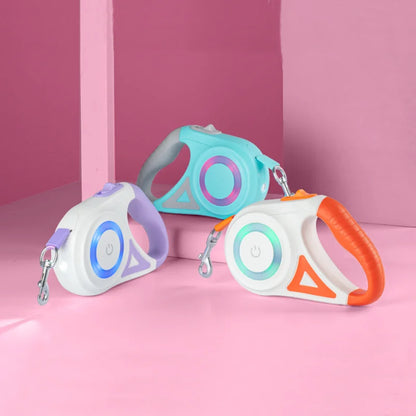 5M Automatic Retractable Dog Leash with LED Flashlight – Durable Nylon Adjustable Walking & Running Rope for Pets