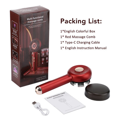 Electric Vibration Massage Comb – Red Light Therapy Scalp Brush for Hair Growth & Anti Hair Loss