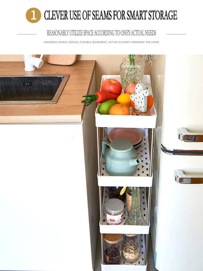 1pcs 3/4-Tier Rolling Utility Cart – Slim Movable Storage Rack & Organizer Shelf for Kitchen, Bathroom, Living Room