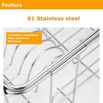Kitchen Storage Organizer Drying Rack Sink Tray For Plates Bowl Cup Shelf Basket Adjustable Stainless Steel Dish Rack Drainer