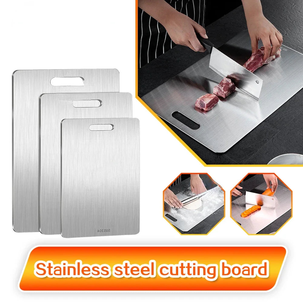 316 Stainless Steel Double-Sided Cutting Board – Thickened Kitchen Chopping & Dough Kneading Board