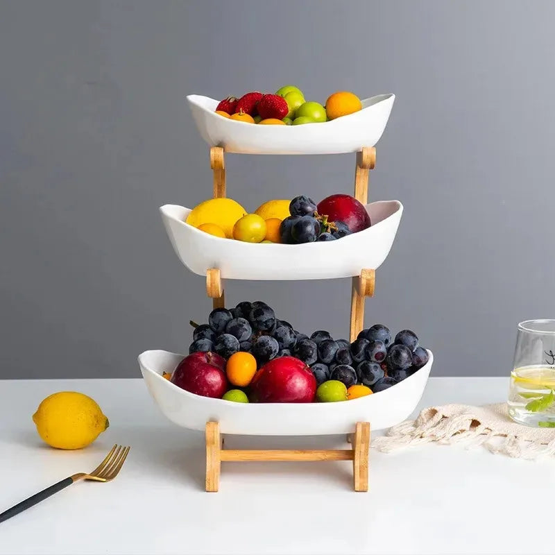 Kitchen Living Room Home Three-Layer Fruit Plate Candy Dish Creative Modern Dried   Basket Snack  Dessert Plate