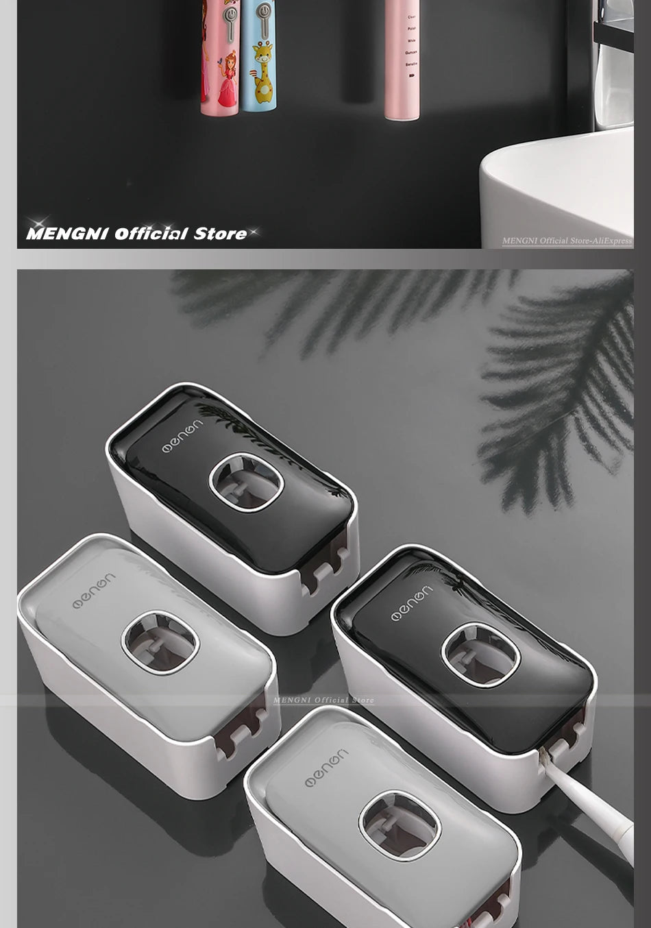 Automatic Toothpaste Dispenser Wall-Mounted Bathroom Toothpaste Squeezer Punch-Free Toothbrush Holder Rack Bathroom Acces