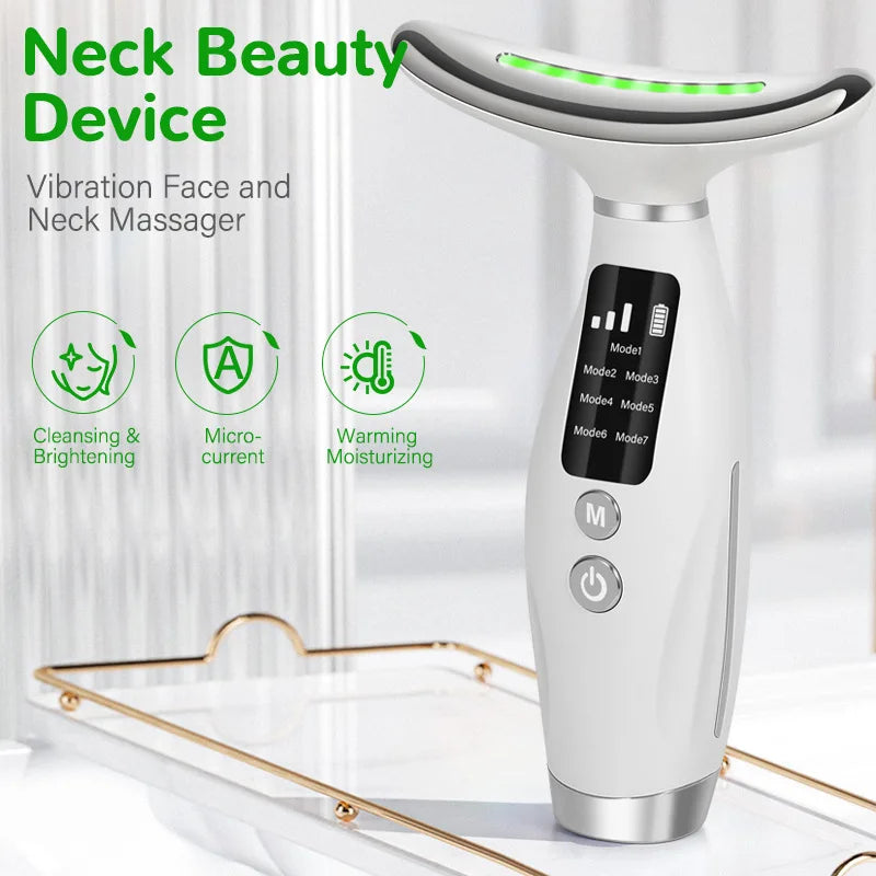 7 Color Facial Neck Massager EMS Micro-current Neck Face Beauty Device for Enhanced Face Neck and Shoulder Care with Vibrating