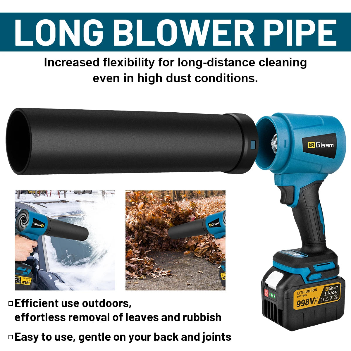 Gisam 300000RPM Brushless Electric Turbo Blower Jet Fan – 400m/s Handheld Air Blower for Dust Cleaning & Leaf Blowing, Compatible with Makita 18V Battery