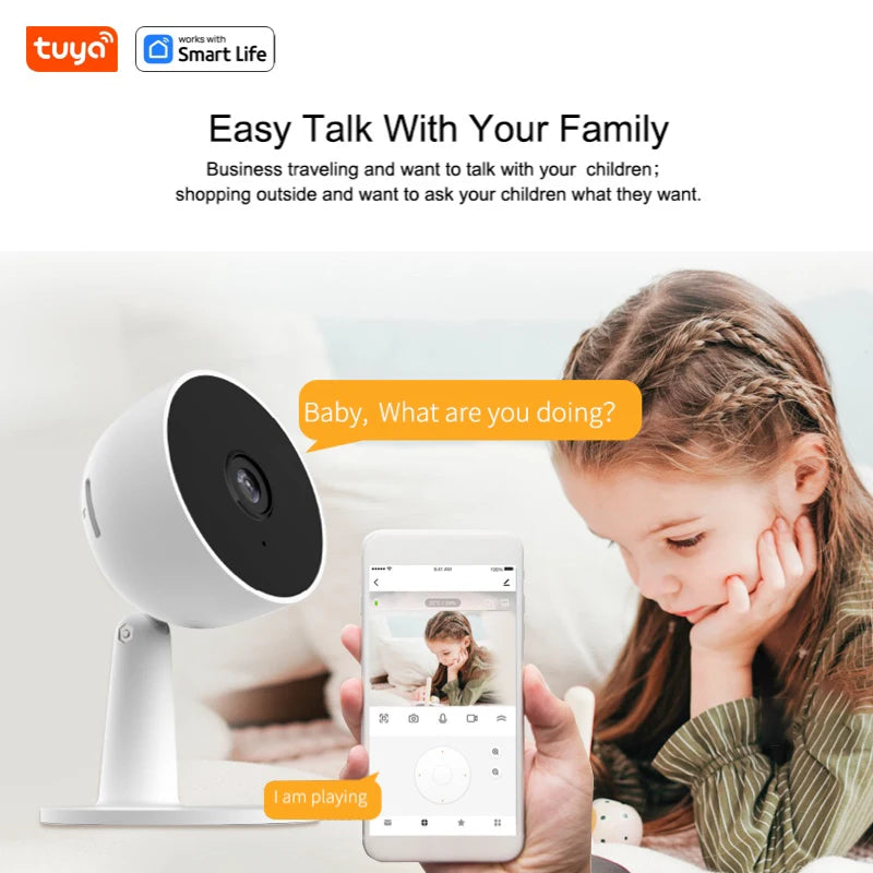 Tuya Smart 1080P Wi-Fi Security Camera – 2MP HD Indoor Camera with Motion Tracking, Real-Time App Alerts & Two-Way Audio for Baby & Pet Monitoring