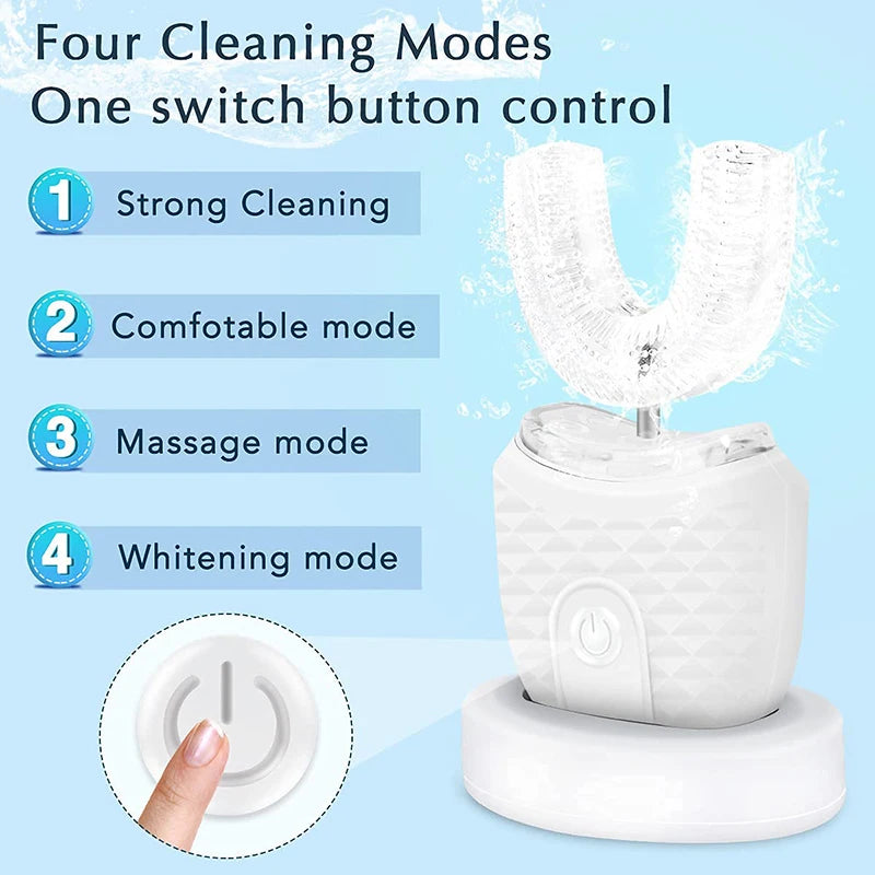 Teeth Whitening Light U-Shaped Sonic Wireless Toothbrush 360° Ultrasonic Lazy Automatic Adult