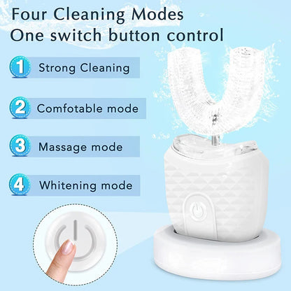 Teeth Whitening Light U-Shaped Sonic Wireless Toothbrush 360° Ultrasonic Lazy Automatic Adult