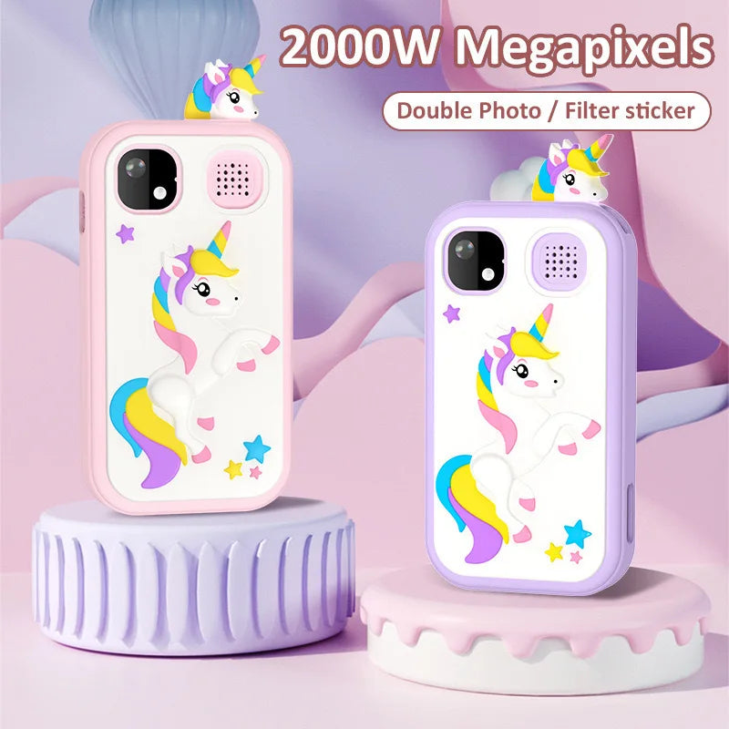Unicorn Kids Smartphone Toy with HD Camera & Touchscreen | Cartoon Puzzle Games & Music Player | No SIM Card, Gift for Girls & Boys