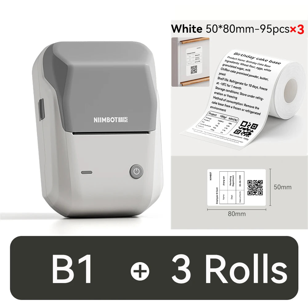 NIIMBOT B1 Portable 2-Inch Thermal Label Printer – Mini Bluetooth Sticker & Adhesive Tape Printer for Smartphones & PC