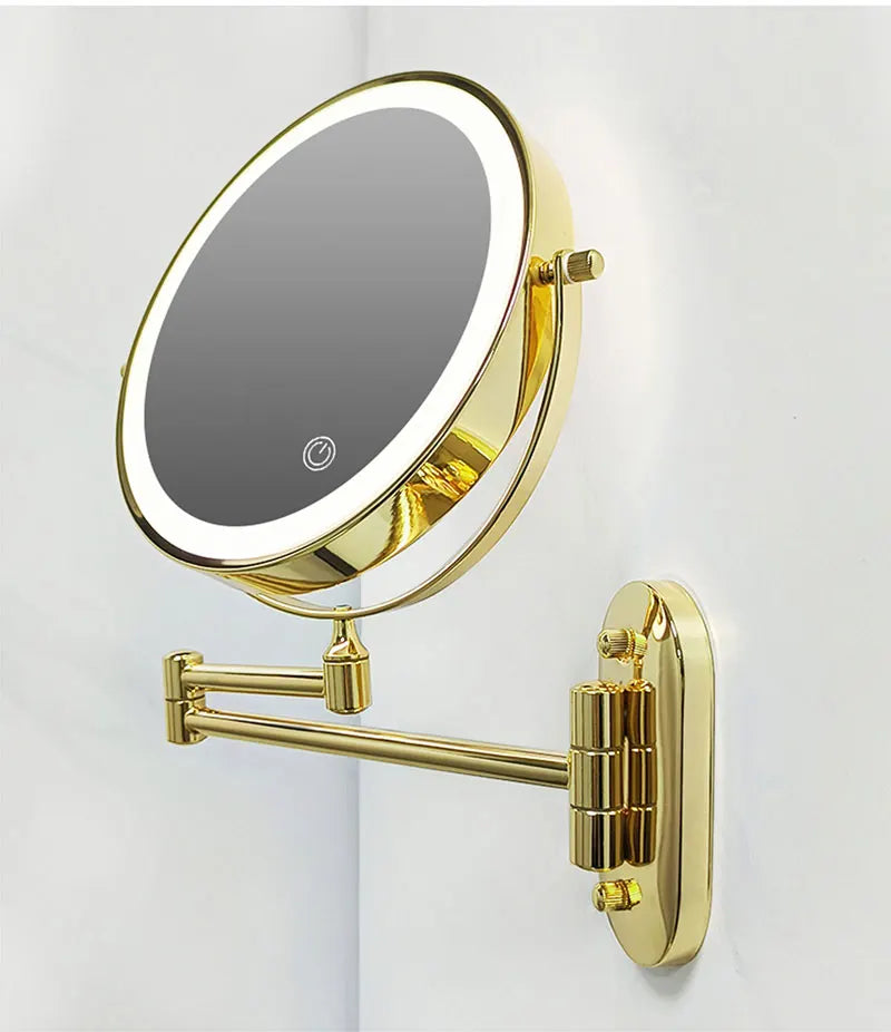 8 inch Makeup Mirror Chrome 3x/5x/7x/10x Magnifying Double Side USB Charging Bathroom 3 color light Smart Cosmetic Mirrors