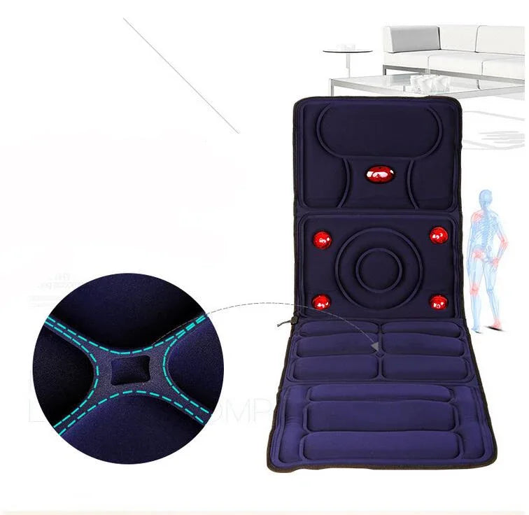 Electric Massage Mat with Heat - 8 Motor Shiatsu Back Pain Relief Pad for Neck, Shoulders, Spine | Home Use Heating Pad