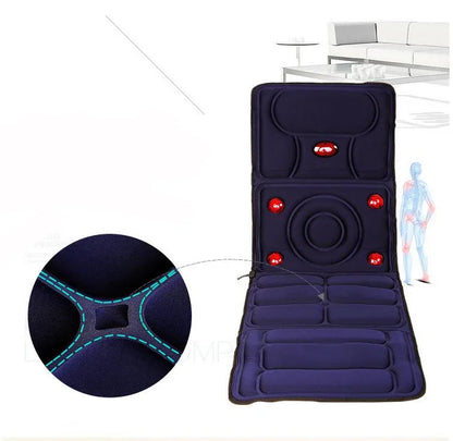 Electric Massage Mat with Heat - 8 Motor Shiatsu Back Pain Relief Pad for Neck, Shoulders, Spine | Home Use Heating Pad