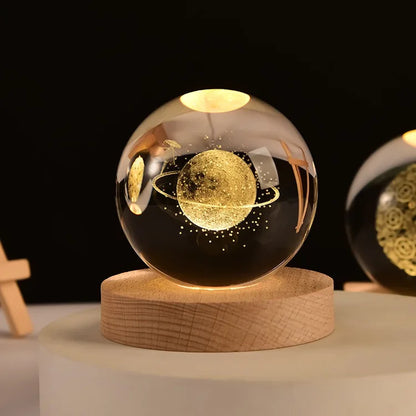 3D Solar System Crystal Ball with LED Base – Decorative Night Light Gift for Astronomy Lovers
