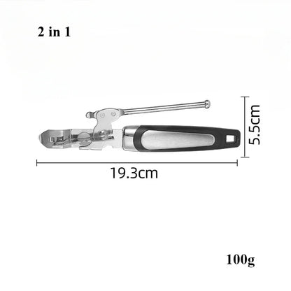 Professional Manual Can Opener – Stainless Steel Multifunctional Kitchen Tool for Cans, Bottles & Jars