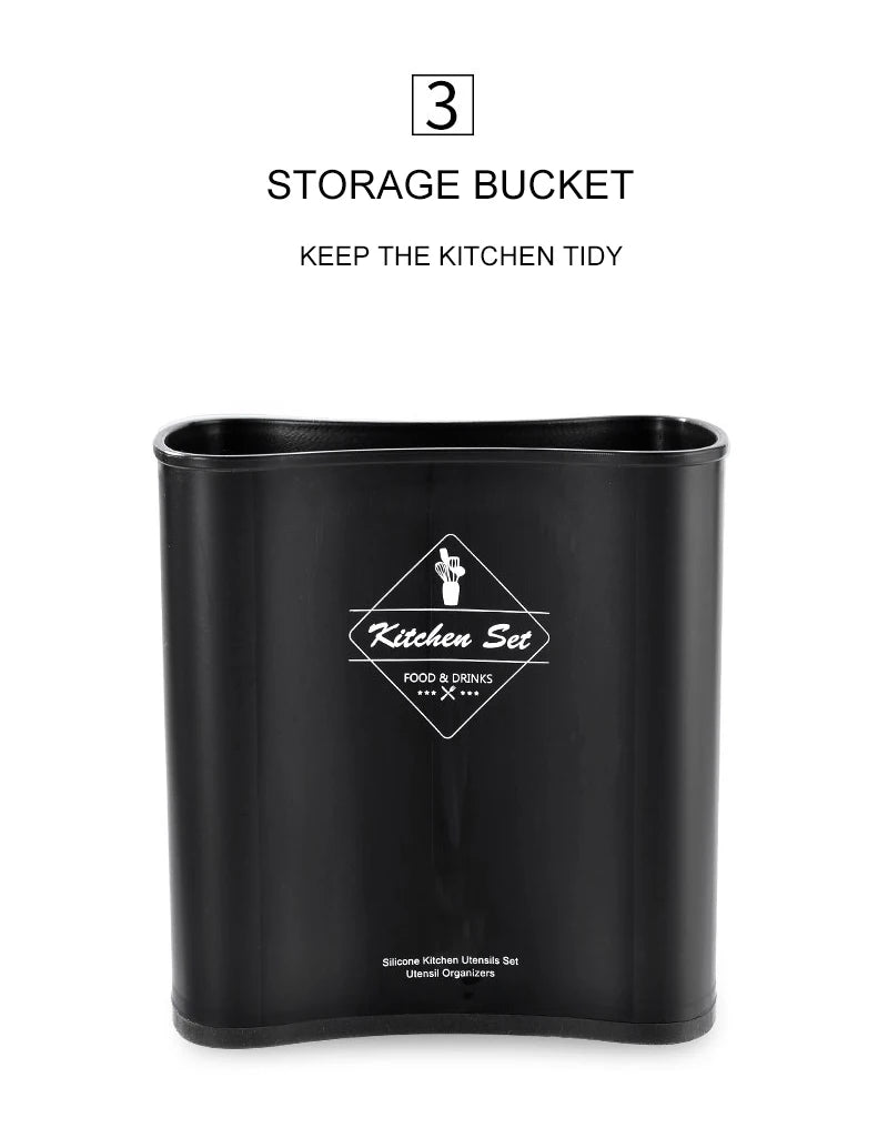 Silicone Kitchen Utensil Set BPA Free Kitchen Cooking Baking Tools Set Kitchen Accessories Gadgets Kitchenware With Container N.