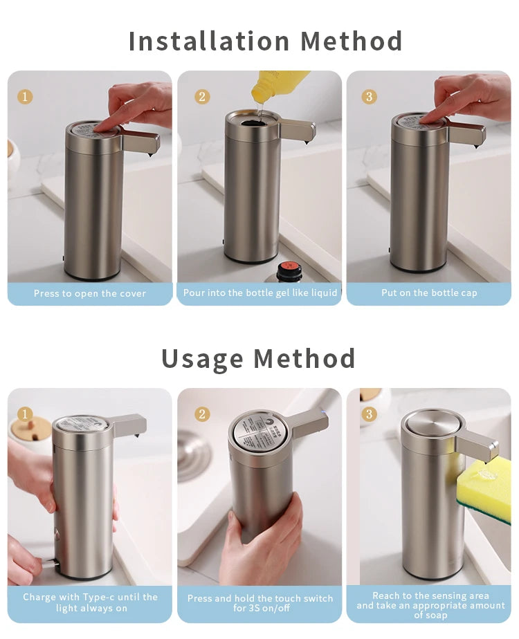 Automatic Touchless Soap Dispenser – Smart Sensor Kitchen & Bathroom Soap Machine, 304 Stainless Steel