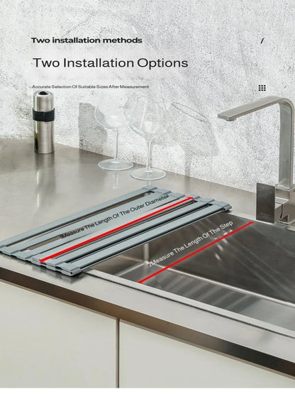 Kitchen Dishcloth & Sponge Drying Rack - Countertop Organizer, Suction Cup No-Drill Installation, Mu