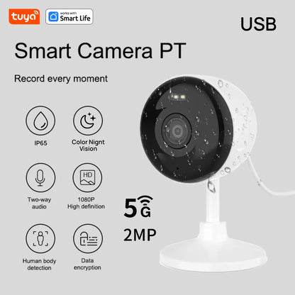 Tuya Smart 1080P Wi-Fi Security Camera – 2MP HD Indoor Camera with Motion Tracking, Real-Time App Alerts & Two-Way Audio for Baby & Pet Monitoring