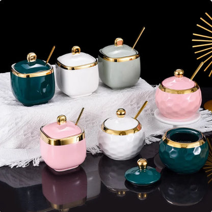 Kitchen Supplies, Ceramic Seasoning Jar, Salt and Pepper Shakers, Seasoning Box, Vinegar Pot, Spice Jar, Seasoning Organizer