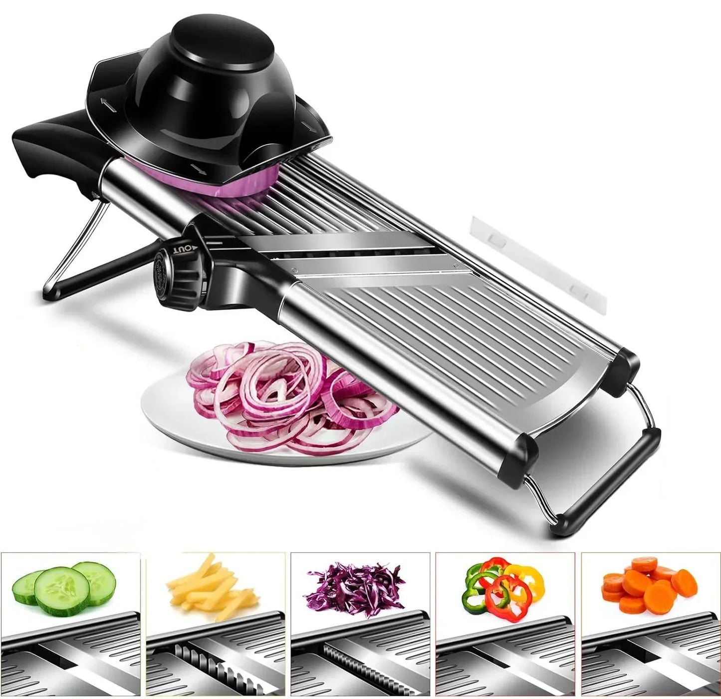 Kitchen Slicer Adjustable Stainless Steel Food Fruit Vegetable Tools Potato Onion Slicer French Fry Cutter, Slicer Julienne