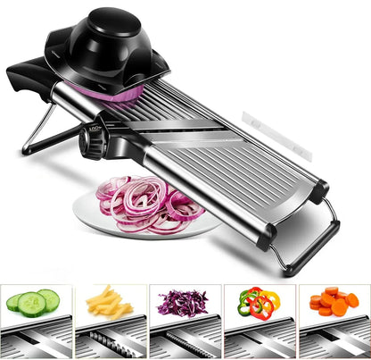 Kitchen Slicer Adjustable Stainless Steel Food Fruit Vegetable Tools Potato Onion Slicer French Fry Cutter, Slicer Julienne
