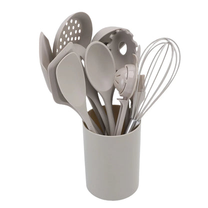 Kitchen Spatula Set Safe Anti Scald Easy Cleaning Kitchen Utensils Set Nonstick Heat Proof Silicone with Holder for Cooking