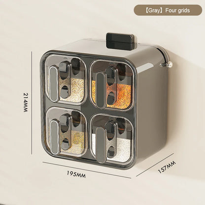 Kitchen Seasoning Jar Household Seasoning Salt Jar Wall Mounted Non Perforated Strong Suction Cup Combination Set