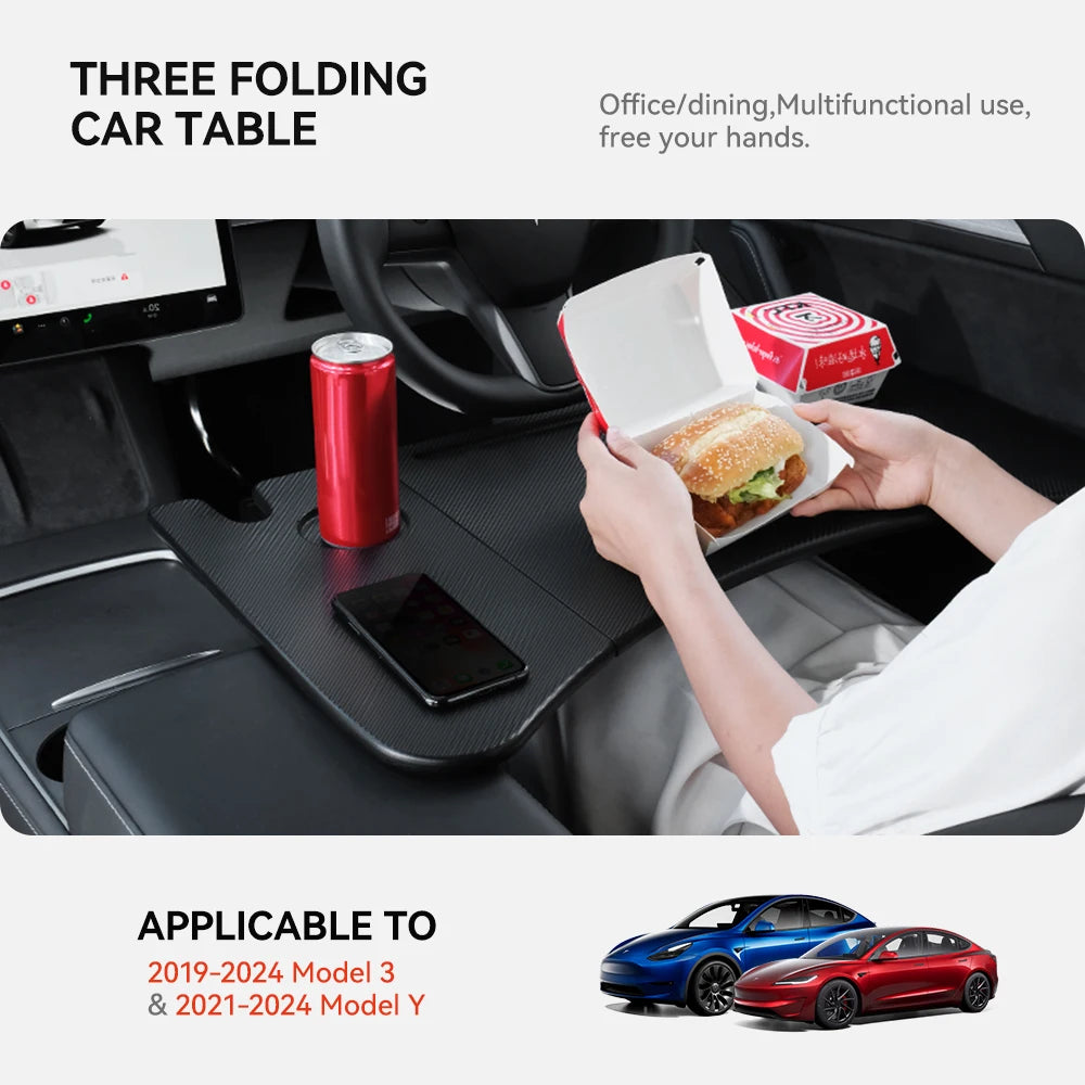 YZ Portable Steering Wheel Laptop & Food Tray – Car Desk for Tesla Model S/X/3/Y/Highland Juniper 2018–2025