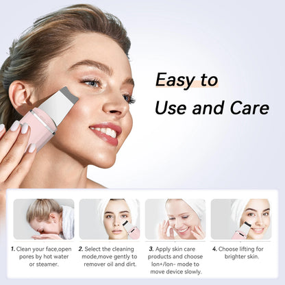 Ultrasonic Skin Scrubber Deep Cleaning Peeling Shovel Limpiador Facial Skin Care Face Lifting Machine
