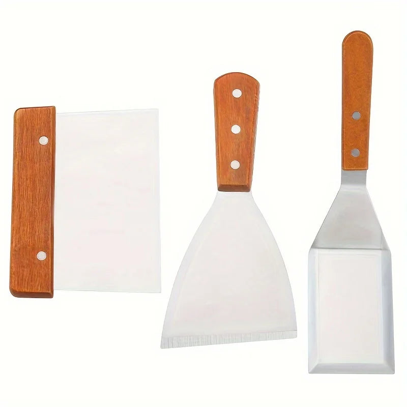 8pcs Kitchen Utensils Stainless Steel Spatula Teppanyaki Spatula  Cooking Spatula Steak Barbecue Tool Set