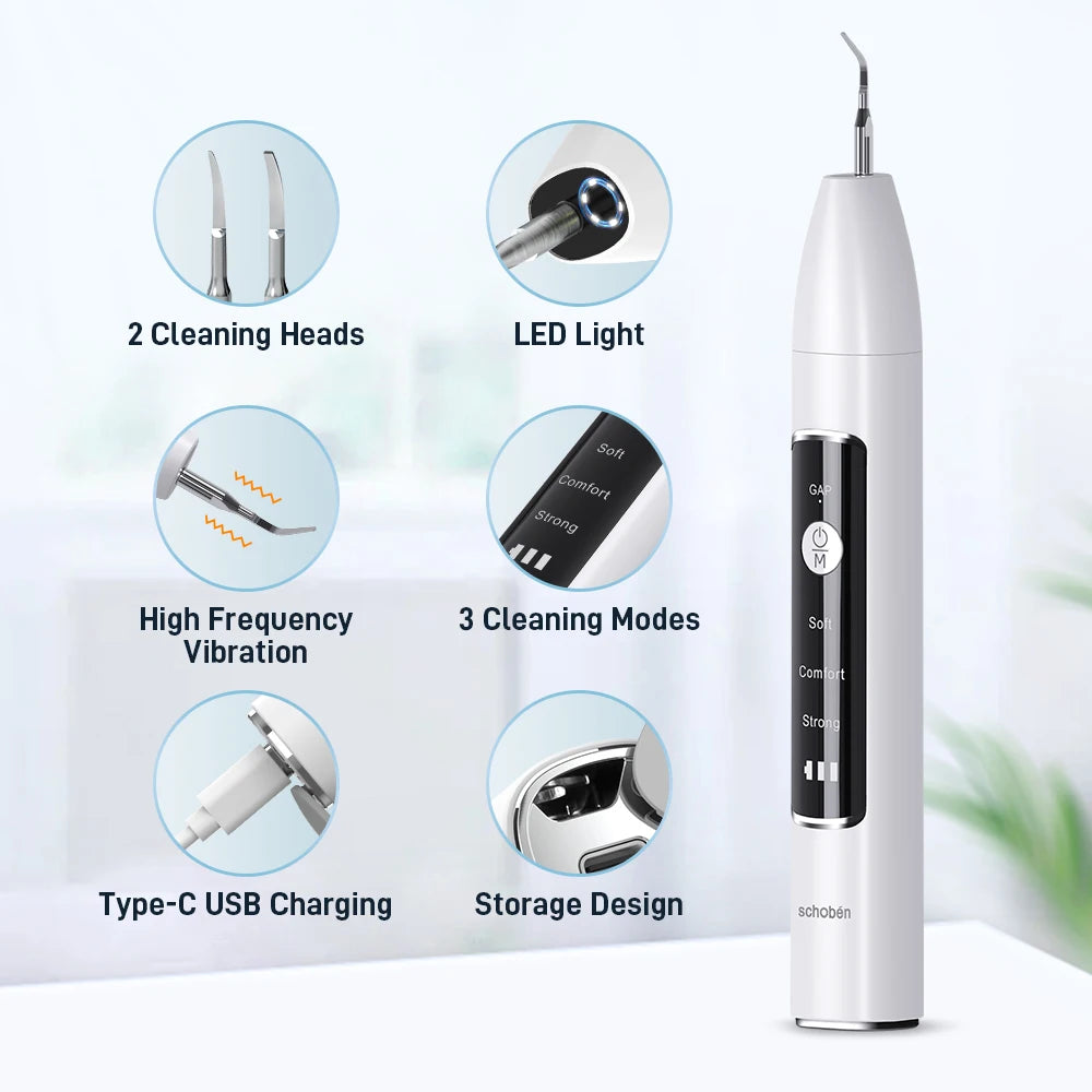 Schoben Ultrasonic Dental Scaler – Electric Teeth Tartar, Plaque & Stain Remover