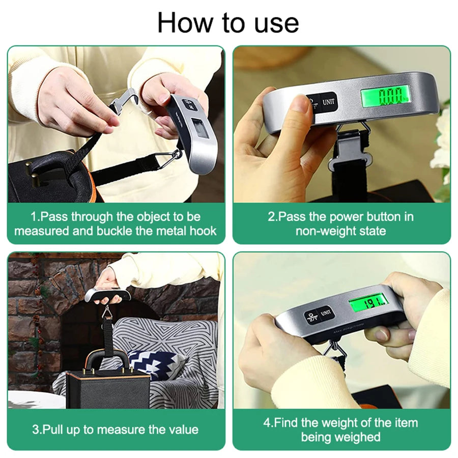 Digital Luggage Scale 110lb / 50kg – Portable Electronic Hanging Travel Suitcase Weight Scale with LCD Display