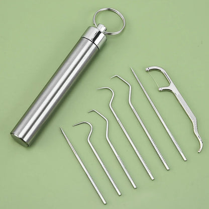Reusable Stainless Steel Toothpicks – Portable Teeth Cleaner & Oral Care Tool