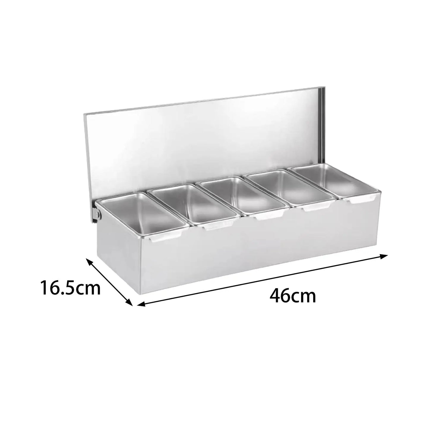 Stainless Steel Baking Tool Storage Container Multi Compartments Seasoning Organizer Box for Bar Kitchen Restaurant Home