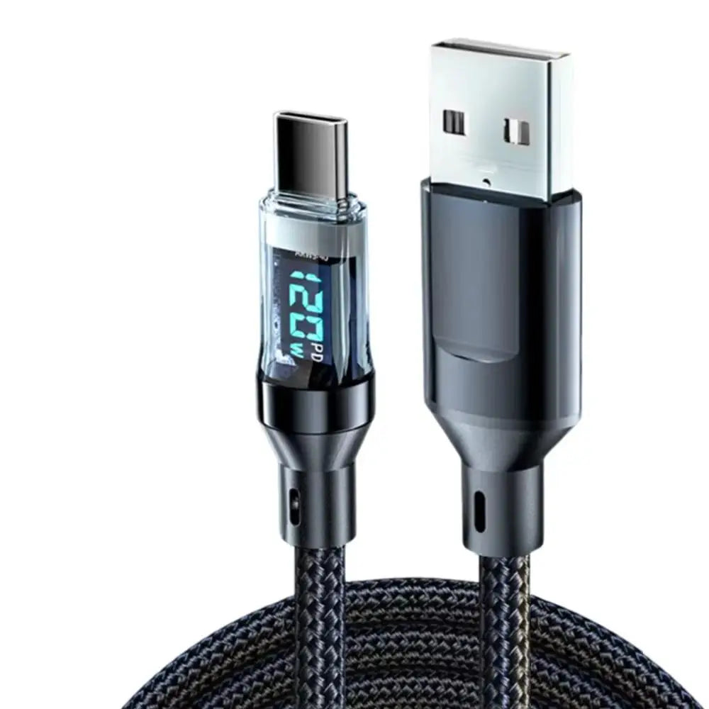 120W Super Fast Charging Cable – USB-A to USB-C & USB-C to USB-C with LED Display (Not Compatible with Xiaomi/iPhone/Samsung)