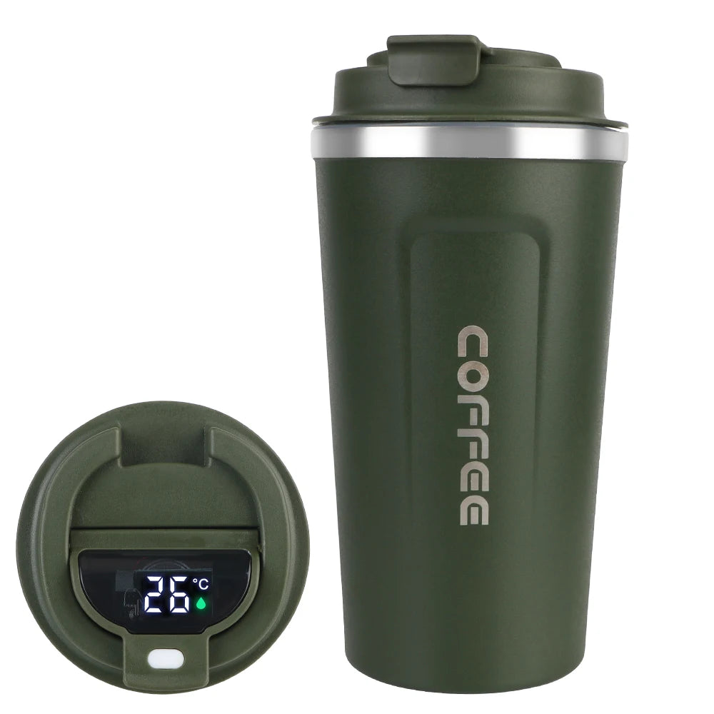 Car Coffee Mug - 380ml & 510ml Leak-Proof Thermos Travel Cup, Double-Wall Stainless Steel Vacuum Mug
