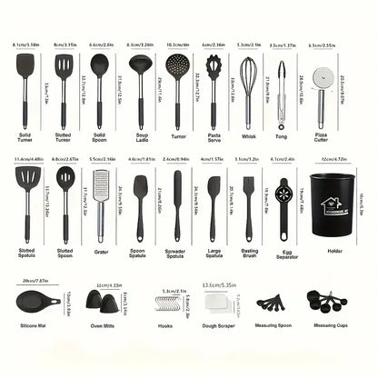 43 pieces, silica gel kitchenware set, high-temperature non-stick kitchen non-silica gel pot spatula cooking tool set