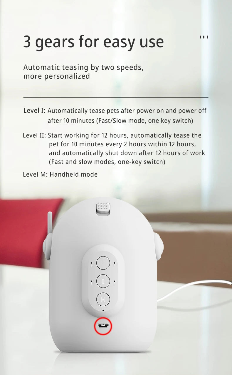 Automatic Laser Cat Toy – Rechargeable Interactive Pet Teaser with Auto-Rotation & Fast/Slow Modes