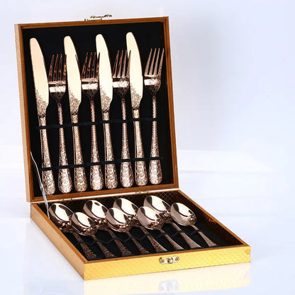 5/16Pcs Full Tableware for Kitchen,Stainless Steel Dinner Set with Box,Fork Spoon Knife Dinnerware Kit