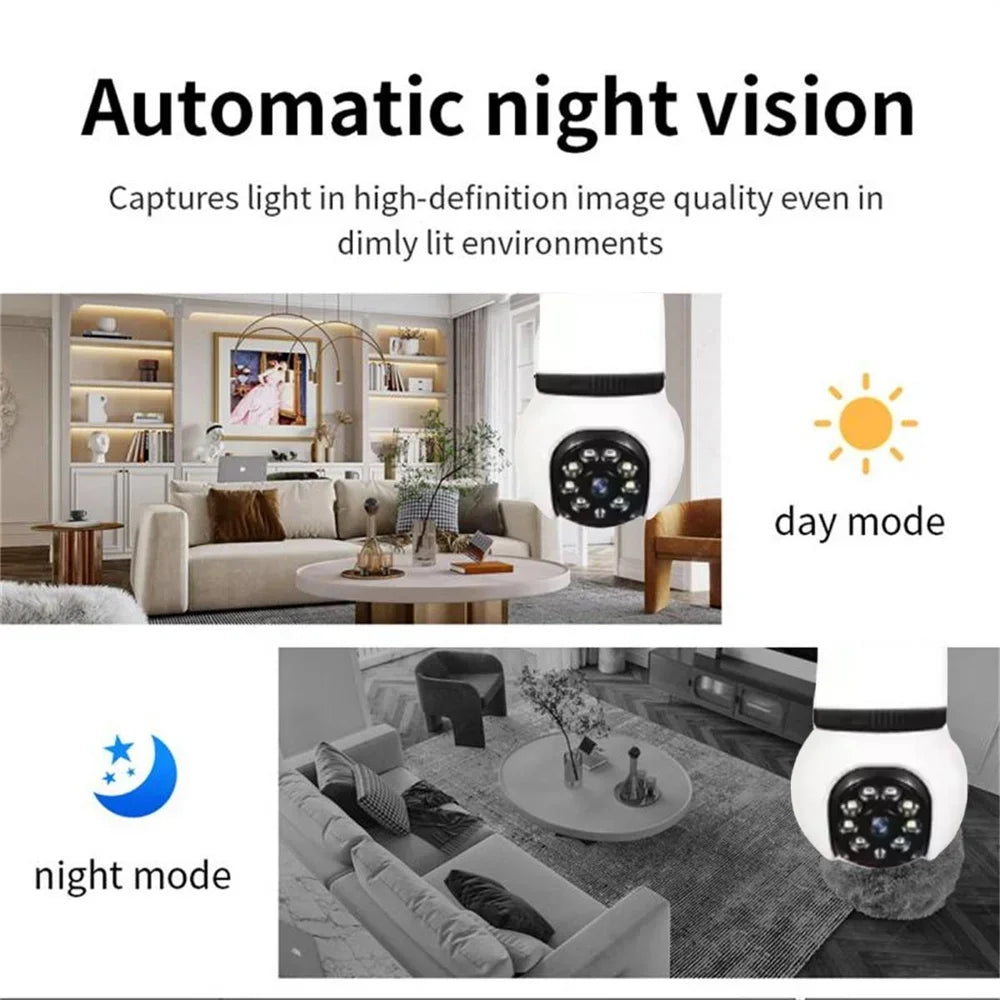 8MP E27 Bulb Wireless Camera LED Bulb & Cameras 2in1 WiFi Two-way Audio Security Surveillance CCTV Security PTZ Cam Smart Tracking