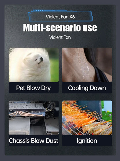 Violent Fan 400000RPM Brushless Turbo Jet Blower – 53m/s Powerful Air Blower & Vacuum Dust Cleaner, Type-C Fast Charging