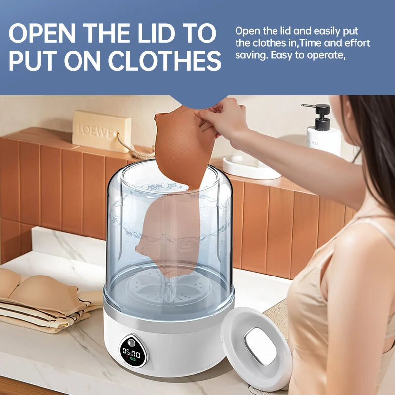 Mi Portable Wireless Washing Machine – 1.5L Mini Underwear & Socks Cleaner with LED Bucket