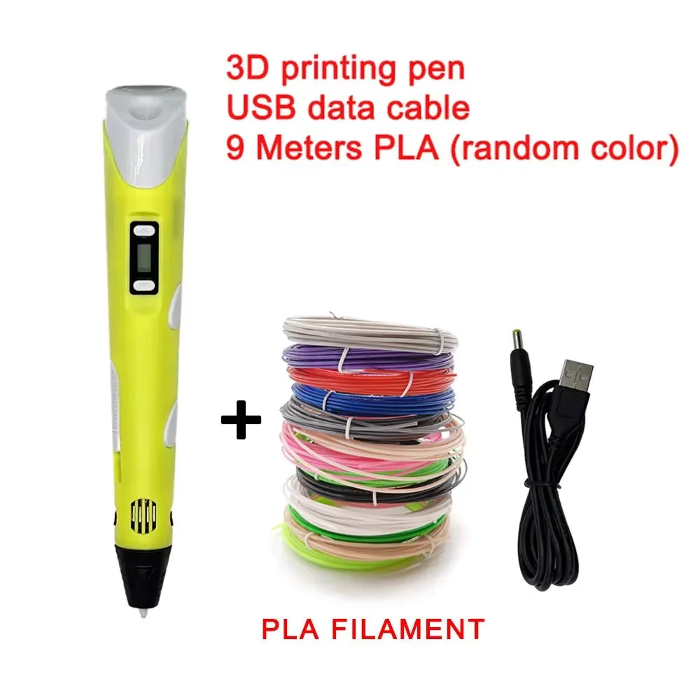 3D Printing Pen with 9M PLA Filament – High-Temperature 3D Drawing & Graffiti Tool for Kids, Creative Toy Gift