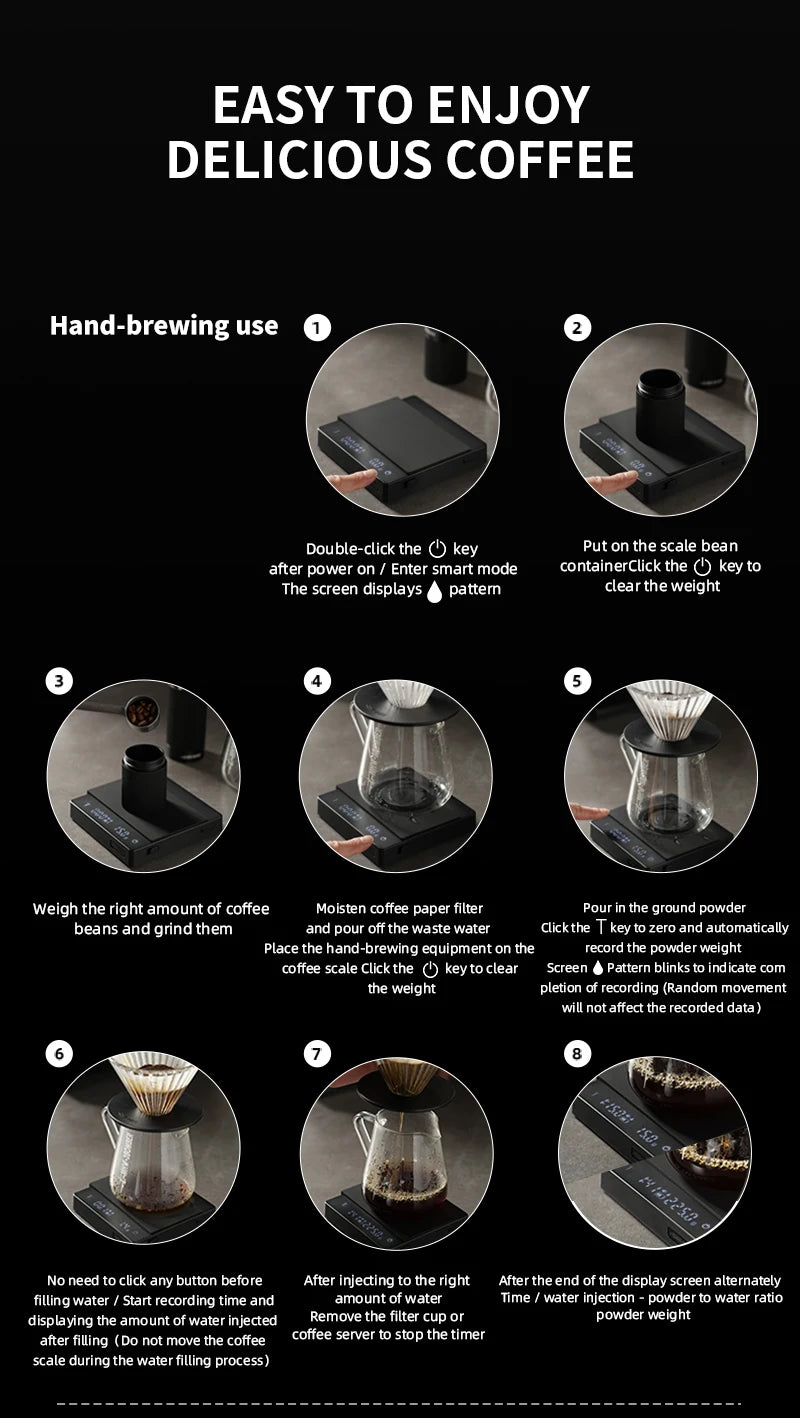 MHW-3BOMBER Digital Coffee Scale – High-Precision Rechargeable Espresso Kitchen Scale