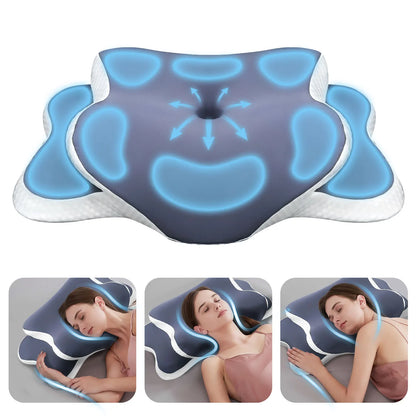 Orthopedic Memory Foam Neck Pillow – Ergonomic Contour Cervical Support for All Sleep Positions
