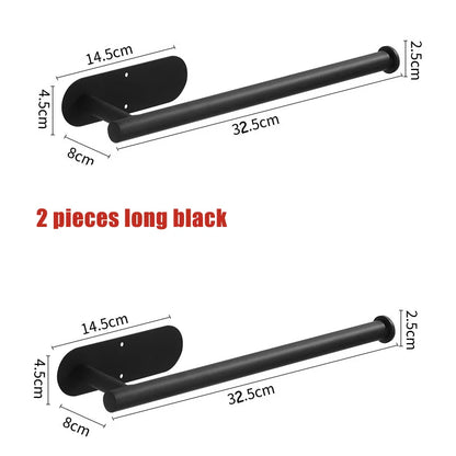 Stainless Steel Wall-Mounted Toilet Paper Holder & Kitchen Towel Rack – Adhesive, Rustproof, Space-Saving