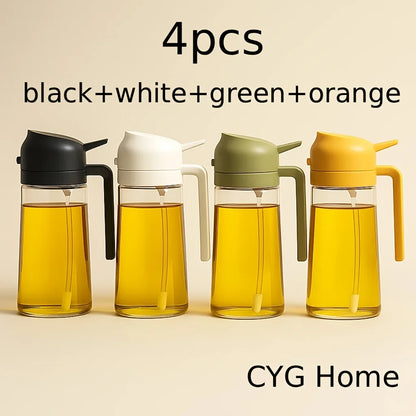 4-Pack 16oz (470ml) 2-in-1 Oil Sprayer & Dispenser – Drip-Proof Glass