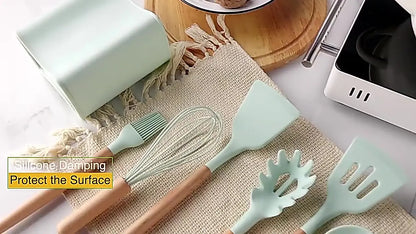 Kitchen Utensil Set Silicone BPA Free Kitchen Cooking Baking Tools Set Kitchen Accessories Gadgets Kitchenware With Container N.